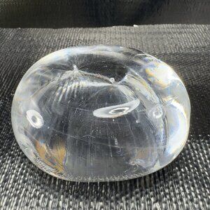 Hand Blown Clear Glass Potato Paperweight Figurine Hand Made Glass Swirl Inside